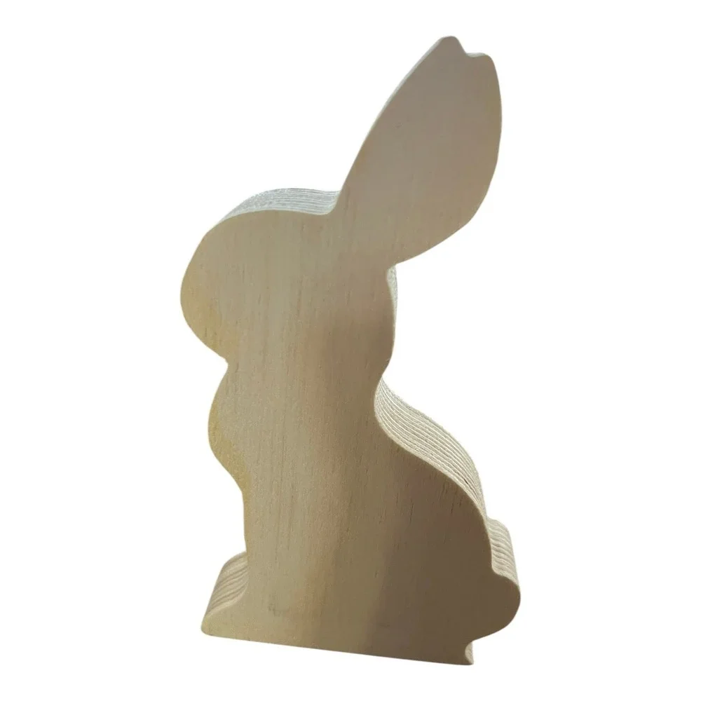 Celebrate It‎ Wooden Bunny Shape Craft DIY Easter Decor Natural Wood Brand New